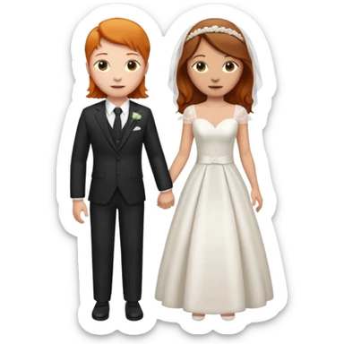 two girls getting married. one ginger in a suit. one brunette in a dress sticker