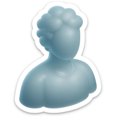 person made entirely of pure white puffy clouds, shoulders up, front view, matte glass style sticker