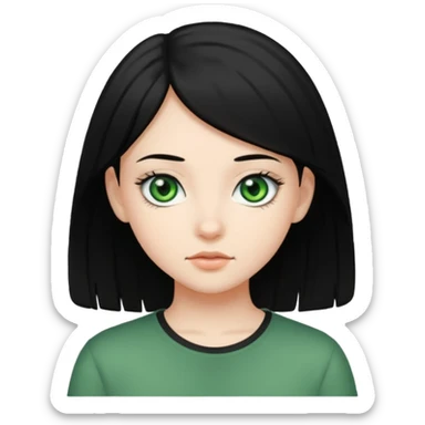 teenage girl with green eyes and black hair sticker