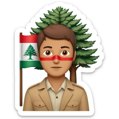A guy with a lebanese flag sticker