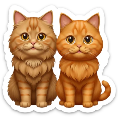 Two cat, Tabby brown Persian happy cat and orange Sottish fold cat sticker