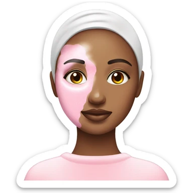 Woman applying pink skincare on face spa sticker