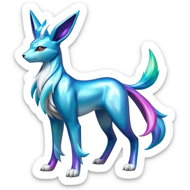 Shiny Colorful Iridescent Cobalion-Suicune-Glaceon-fakemon (full body) sticker