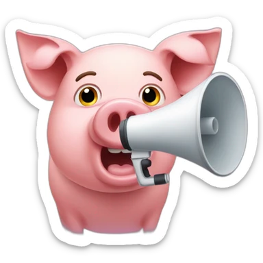 face of a pig talking into megaphone sticker