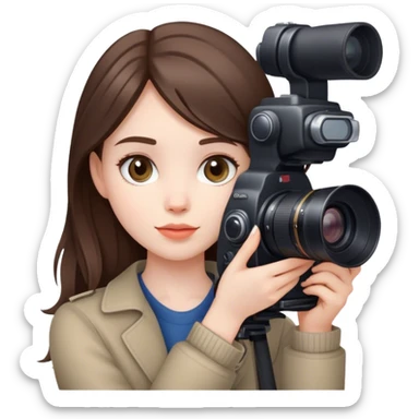 beautiful pale brunette girl with canon camera sticker