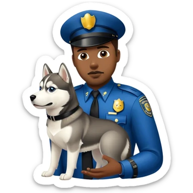 Siberian husky with a black male cop sticker