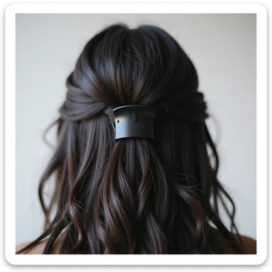 realistic hairclip, matte black, modern, photorealistic style sticker
