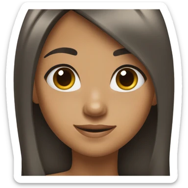 A girl with long black straight hair, skin tan, happy sticker