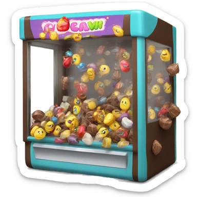 Claw machine with loads of chocolate sticker