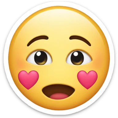 Blushing face emoji with hearts sticker