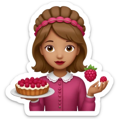Raspberry torte human full body and legs girl with a raspberry barrette on her head sticker