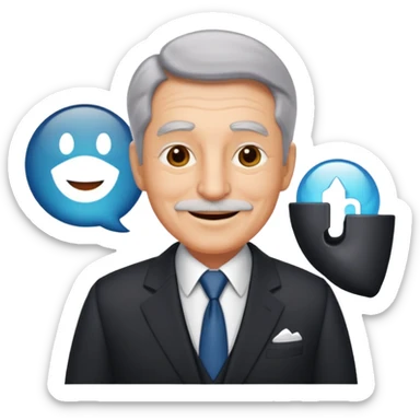 happy old boss in his office sticker