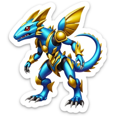  exotic colorful Protogen-Fakémon-Pokémon-Spectrobes-Digimon-Vernid-creature (full body) sticker
