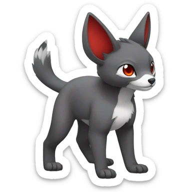 Cute cool black red white grey animal hybrid Fakemon full body sticker