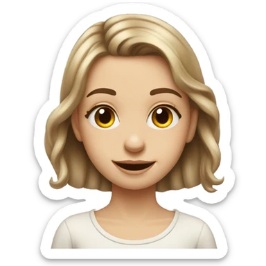 slavic girl with hazel eyes makeup smiling with teeth stands in profile sticker