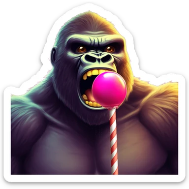 king kong lollypop in mouth at a rave with lazer lights flashing sticker