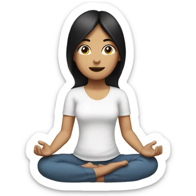 teen white girl with black hair meditating sticker