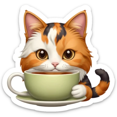Çay içen kedi sticker