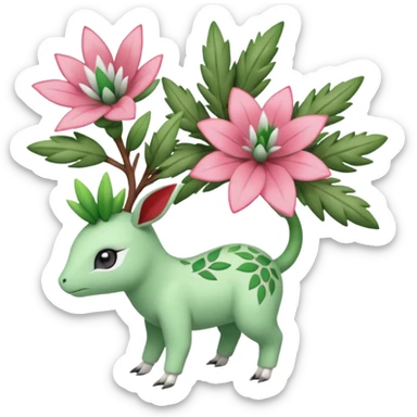 Rosy pastel Rosemary-Meganium-Shaymin-Ivysaur-Meloetta-Pokémon-fusion, full body sticker