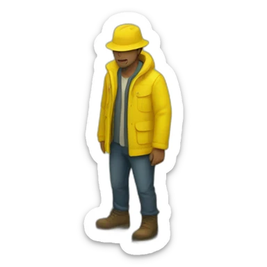 Man standing in a yellow puddle sticker