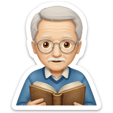 elderly holding book sticker