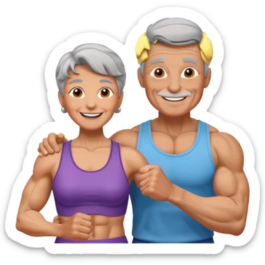 granny with a young pumped up guy emoji iOS 18.1 sticker
