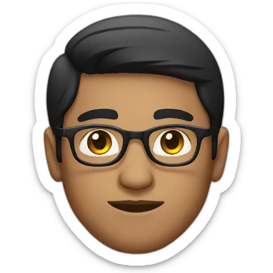 indian guy with fair skin with straight hair with round fully circular glasses black eyes black hair sticker