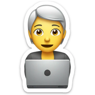 Someone who is sweating while struggling to smile while working at their computer sticker