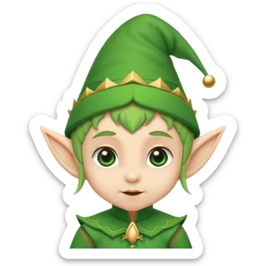 Tiny elf baby with pointy ears and hat sticker