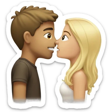 blonde bair boy kissing brunette girl  sticker