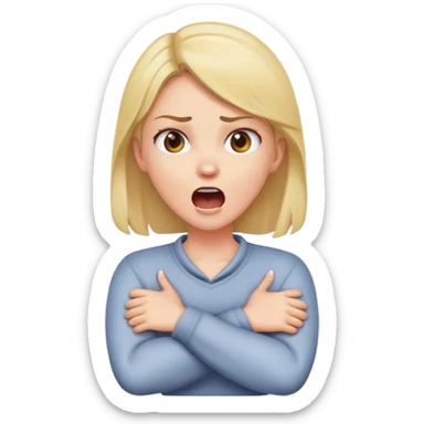 girl holding neck with arms crossed yelling sticker