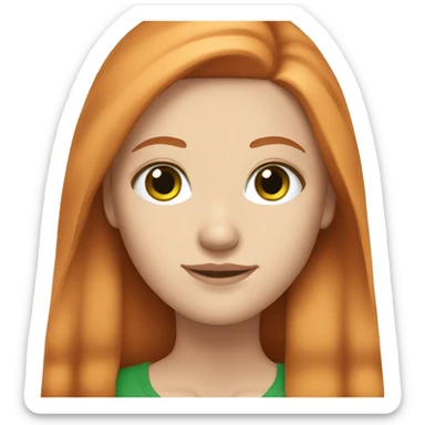 White Girl with long ginger straight hair and Green eyes sticker