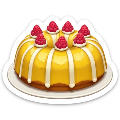  Yellow bundt cake with raspberries inside of it sticker
