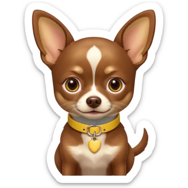 Chihuahua color chocolate con las patitas y pecho color café claro, un pequeño collar amarillo  sticker