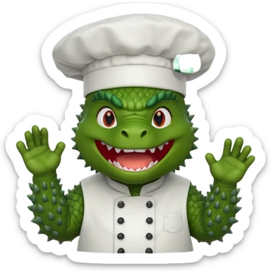 Godzilla with a chef hat sticker