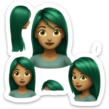 Mulher cabelo escuro liso médio olhos verdes  sticker