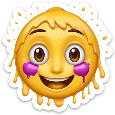 A joyful face emoji with wide eyes and a big smile, tears of laughter flowing. The face radiates positive energy, surrounded by vibrant splashes in dynamic brush strokes. sticker