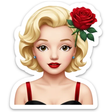Marilyn Monroe rose with a black velvet ribbon sticker