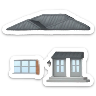 two floors brick house with dark grey windows and grey flat roof sticker