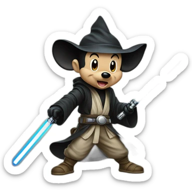 Mickey Mouse as a Jedi with lightsaber sticker