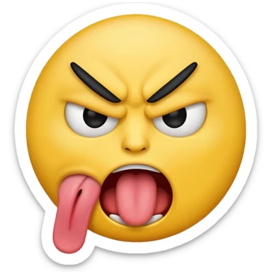 an angry emoji with his tounge sticking out sticker