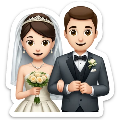 Person in fancy clothes sneaking into a wedding ceremony with a mischievous grin, uninvited guest sticker