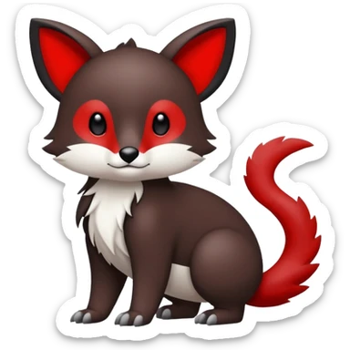Cute cool white red dark-brown black animal hybrid Fakemon full body sticker