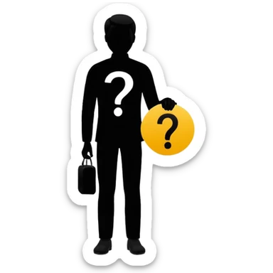 silhouette of a man with a question mark sticker