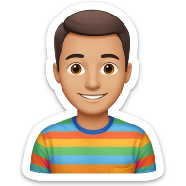 clean shaven, short hair, brown eyes, no glasses, medium skin, fun smiling man sticker