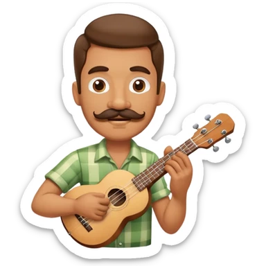 Man with mustache playing ukulele sticker