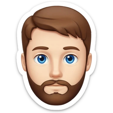 white boy whit brown hair, blue eyes and small beard sticker