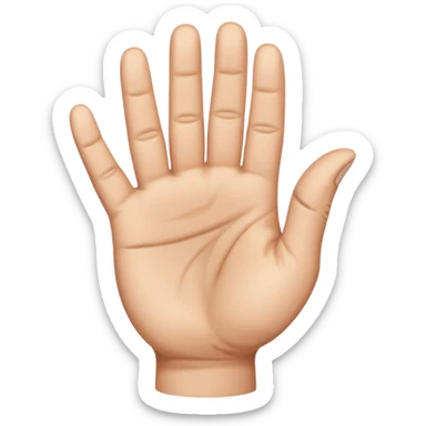 human hand with four fingers raised and the thumb folded down across the palm sticker