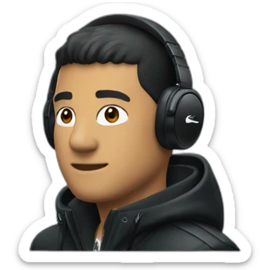 Lacoste headphone latin guy with black windbreaker sticker