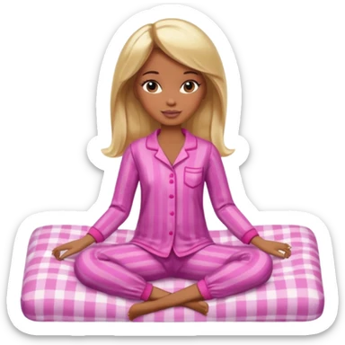 Brown skin blonde hair Barbie in pajamas  sticker